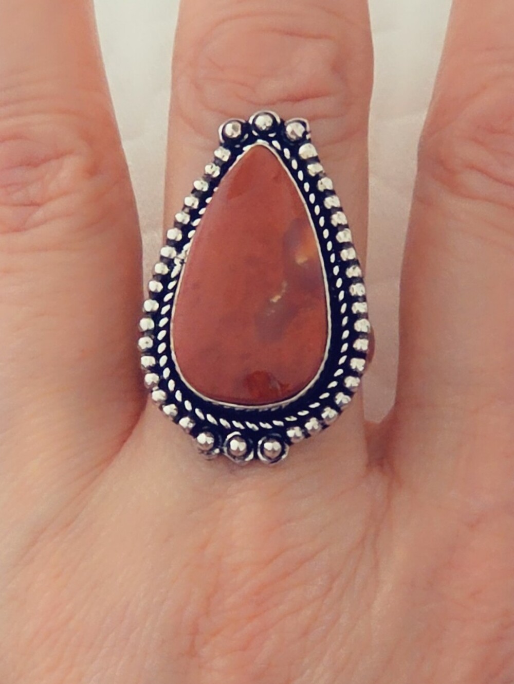 Adjustable Gemstone Statement Ring Overlay Sterling Silver Plated